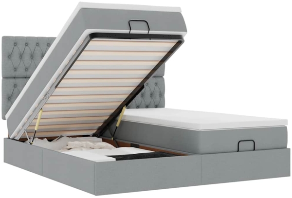 vidaXL Ottoman-Bett mit Matratzen & LEDs Hellgrau 160x200 cm Stoff 3314555