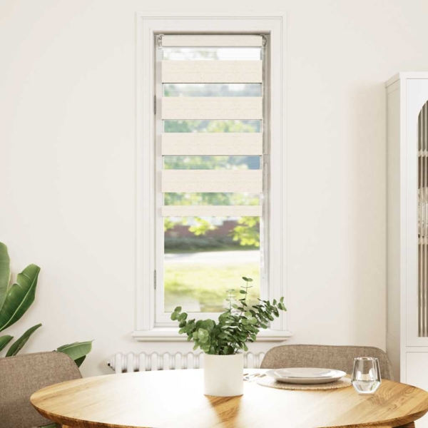 vidaXL Doppelrollo Marmorbeige 45x150 cm Stoffbreite 40,9 cm Polyester 4014640