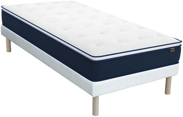 Vente-unique - ALTIER Mattress and bed base set Stoff Weiß - B 90 cm x H 31 cm24 cm x L 190 cm