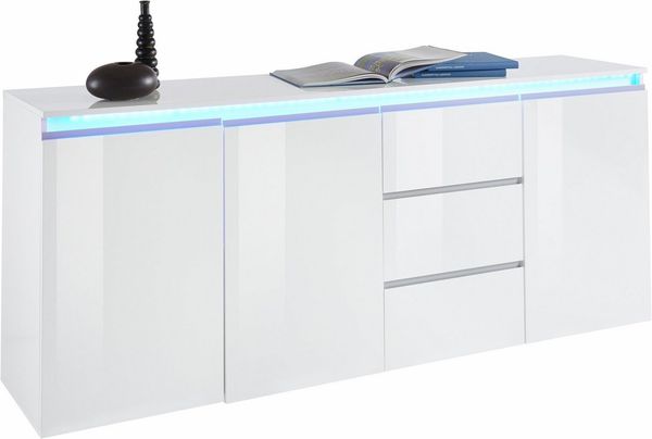 Home affaire Sideboard Magic, Kommode, Schrank, Stauraumschrank, mit 3 Türen und 3 Schubkästen Hochglanz lackiert (B/T/H) 200x40x81 cm