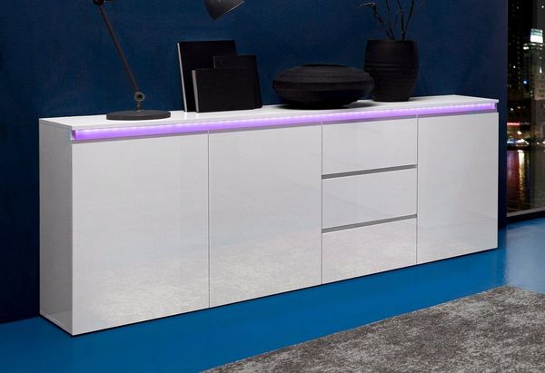 Home affaire Sideboard Magic, Kommode, Schrank, Stauraumschrank, mit 3 Türen und 3 Schubkästen Hochglanz lackiert (B/T/H) 200x40x81 cm