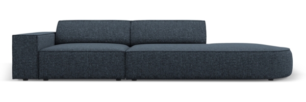 Micadoni 3-Sitzer Sofa Jodie offen runde Recamiere Rechts Chenille Haga Königsblau