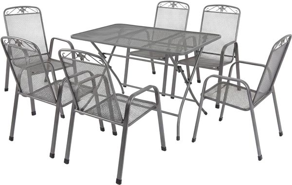 MWH Garten-Essgruppe Caffe Latte Metall 6 Personen