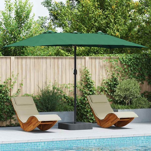 vidaXL Garten-Sonnenschirm Grün 385 x 209 x 244 cm Polyester und Stahl 42003276
