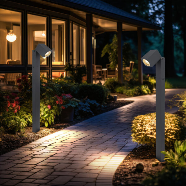 2x Stehleuchte, Alu schwarz Glas, Spot beweglich, H 80 cm Bild 2