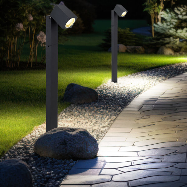 2x Stehleuchte, Alu schwarz Glas, Spot beweglich, H 80 cm Bild 5