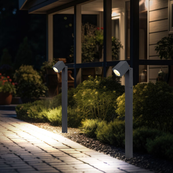 2x Stehleuchte, Alu schwarz Glas, Spot beweglich, H 80 cm Bild 4