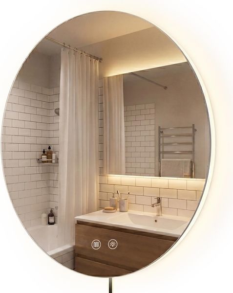 Badspiegel GENF 60 cm - 60 x 3 x 60 cm, Glas, Klarglas | Badezimmerspiegel Wandspiegel