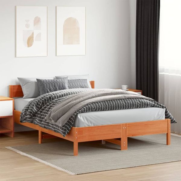 vidaXL Massivholzbett ohne Matratze Wachsbraun 120x200 cm Kiefernholz 842757