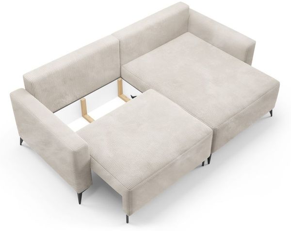 Ecksofa Schlafsofa Sofa SILVES in Stoff Poso Grün Ottomane Rechts Bild 3