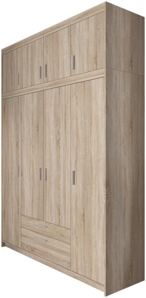 Kleiderschrank Elena 4D (Farbe: Eiche Sonoma, mit Aufsatz)