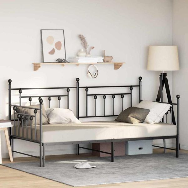 vidaXL Tagesbettrahmen Schwarz 100 x 190 cm Stahl 42002667