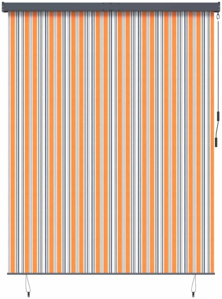 vidaXL Outdoor Rollo Gestreift Gelb und Blau 200 x 250 cm Stoff 362088