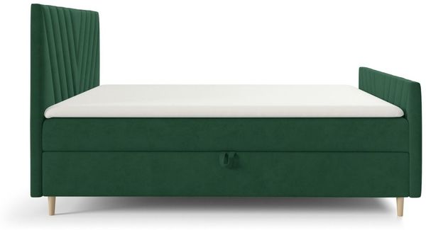 Boxspringbett Schlafzimmerbett CARLITO PREMIUM 120x220cm Stoff Fresh Flaschengrün Bild 3