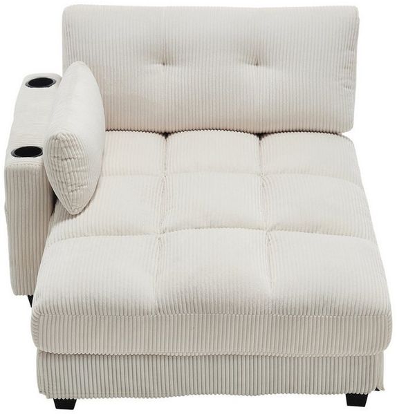 KLAM HOME Schlafsofa Ecksofa Palmensessel Relaxsofa Polstermöbel mit 2Becherhaltern&USB, mit eine Seitentaschen, Cordstoff, Sitzsack mit rollenden polstern, Perfekt für Wohnzimmer, Schlafzimmer, Jugendzimmer, Gästezimmer