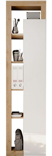 Home affaire Aktenschrank Hamburg Höhe 195 cm, Breite 50 cm, 1 Tür, offene Fächer, Büroschrank, Mehrzweckschrank, dekorativer Rahmen, Metallgriff, viel Stauraum
