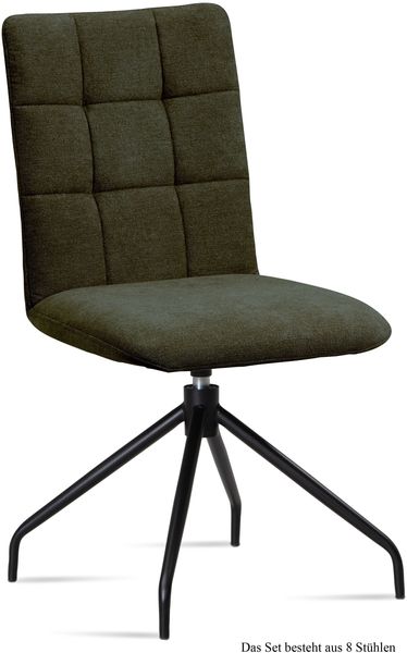 Esszimmerstuhl drehbar (8er-Set) Dolley 47x91x60 Schwarz/Khaki