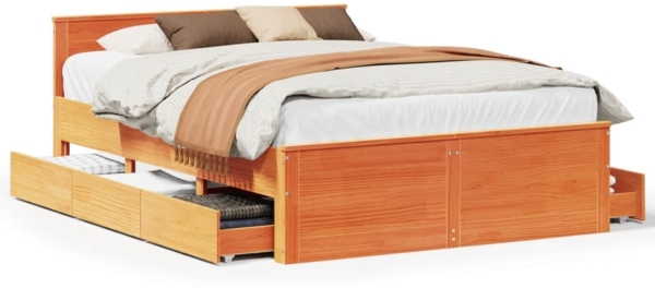 vidaXL Massivholzbett ohne Matratze mit Kopfteil Braun 150x200 cm 3308764