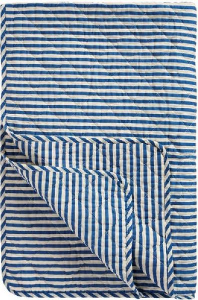 Ib Laursen Decke Quilt Tagesdecke Überwurf Streifen Blau Weiß 180x130cm 07923-13