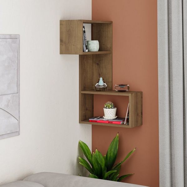 Decortie Eckregal Part, Modernes Wandregal, 67 x 47 x 82 cm