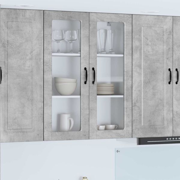 vidaXL Wandglas-Schrank PORTO Beton Grau 80 x 31 x 100 cm 885508