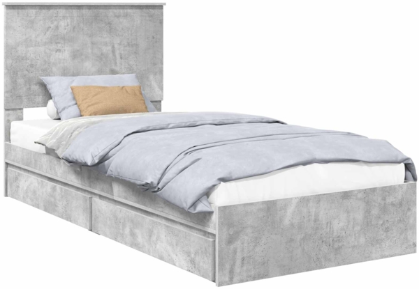 vidaXL Aufbewahrungsbett Beton Grau 90 x 200 cm Holzwerkstoff 3411246