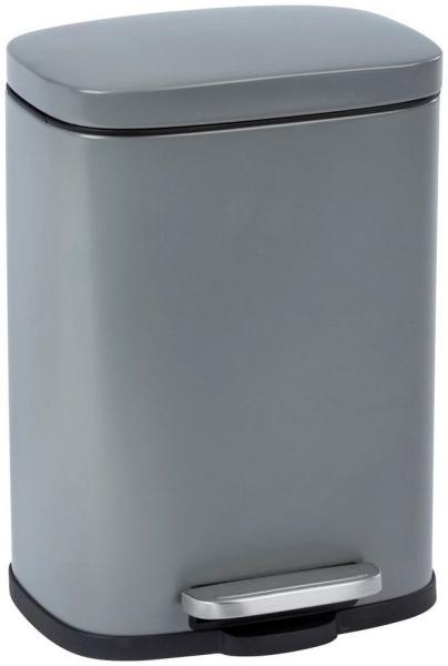 WENKO LENO Kosmetikeimer 5 Liter, Grau, Easy-Close, lackierter Stahl, Absenkautomatik