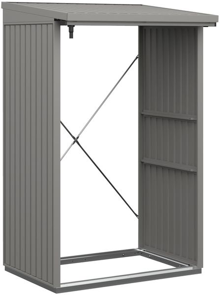 Hörmann Ecostar Metall Kaminholzregal Trend Typ 1, 123 x 103 cm, graualuminium, 123 x 103 x 198 cm (T x B x H)