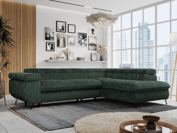 MKS MÖBEL Ecksofa PETER L, Set, Ecksofa L-form, HR35-Schaum, Wellenfederkern, Bettfunktion, Einstellbare Kopfstützen, Bettkasten