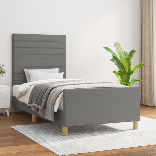 vidaXL Polsterbett mit Kopfteil Stoff Dunkelgrau 80x200 cm