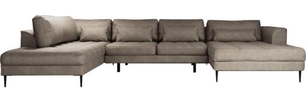 TRENDMANUFAKTUR Wohnlandschaft Luzi, gemütliches Sofa mit extra viel Platz, U-Form, viele Kissen, Designsofa mit tollem Sitzkomfort, Metallfüße schwarz, Breite 361 cm Bild 4