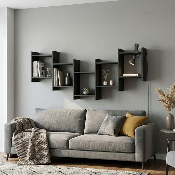 Decortie Wandregal Bat, Modernes Schwebendes Wandregal, 151 x 20 x 64 cm