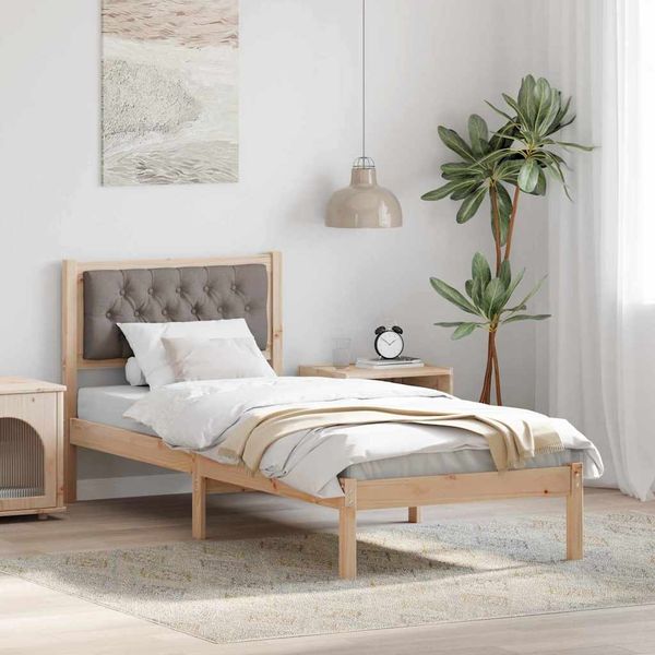 vidaXL Bettrahmen mit Kopfteil Taupe 80 x 200 cm Massives Kiefernholz 878222