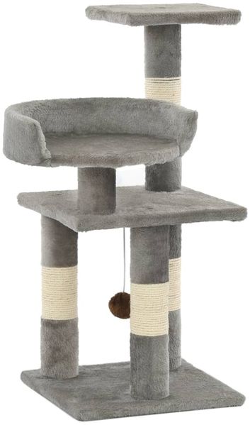 vidaXL Katzen-Kratzbaum mit Sisal-Kratzsäulen 65 cm Grau 170607