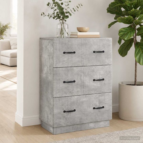vidaXL Schubladenschrank Betongrau 66 x 34,5 x 87 cm Holzwerkstoff 895298