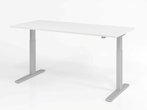 Sitz-Steh-Schreibtisch elektrisch 180x80cm Weiß/Silber