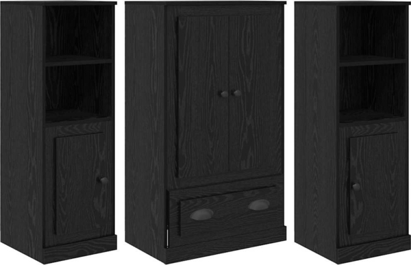 vidaXL Highboard 3 pcs Schwarz Eichen-Optik Holzwerkstoff 3402676