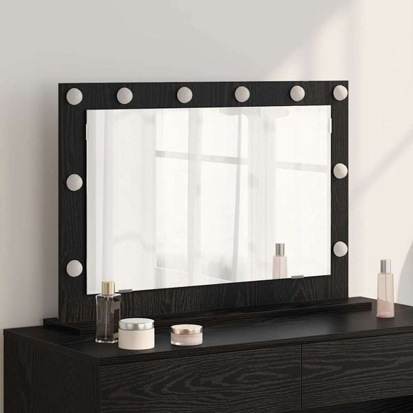vidaXL Waschtischspiegel Schwarz Eichen-Optik 80 x 15 x 18 cm 868294