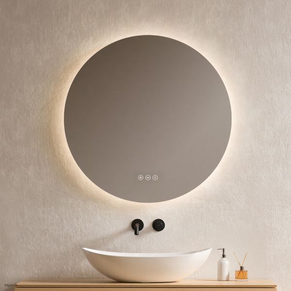 EMKE LED Badspiegel mit Beleuchtung Touch Beschlagfrei 3 Lichtfarbe Dimmbar Wandspiegel ф80cm Rund