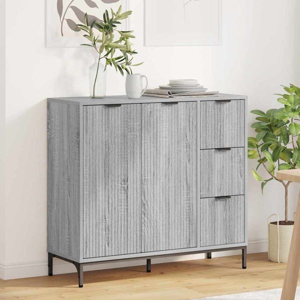 vidaXL Sideboard Graues Sonoma 89,5 x 33 x 82 cm Holzwerkstoff 883460