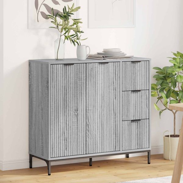 vidaXL Sideboard Graues Sonoma 89,5 x 33 x 82 cm Holzwerkstoff 883460