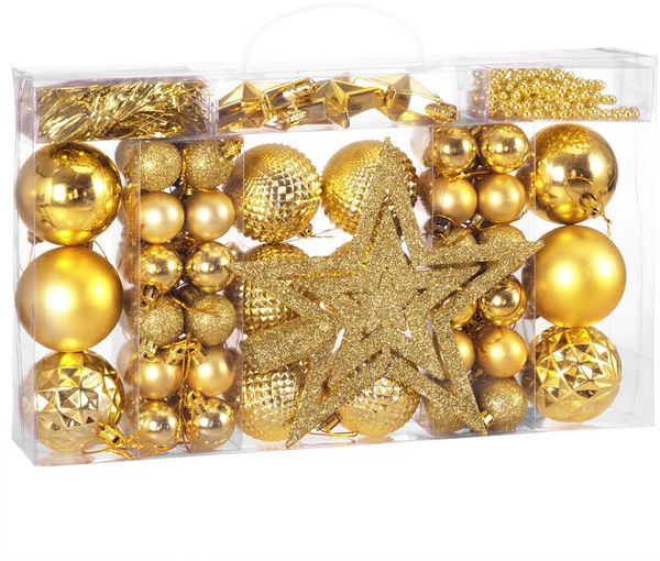 Casaria Weihnachtskugeln Christbaumschmuck - 66er Set gold