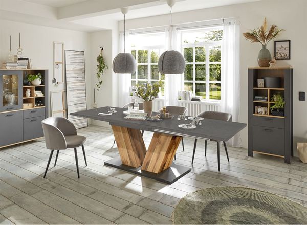 Esstisch ausziehbar Elena 180x90x76 Plankeneiche/Graphit 13995-180