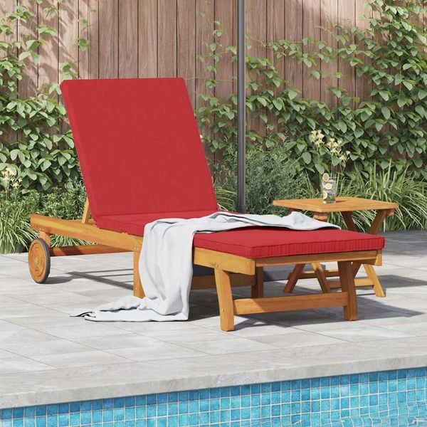 Sonnenliege, Gartenliege mit Kissen Braun 63 x 199 x 85cm Massivholz Akazie