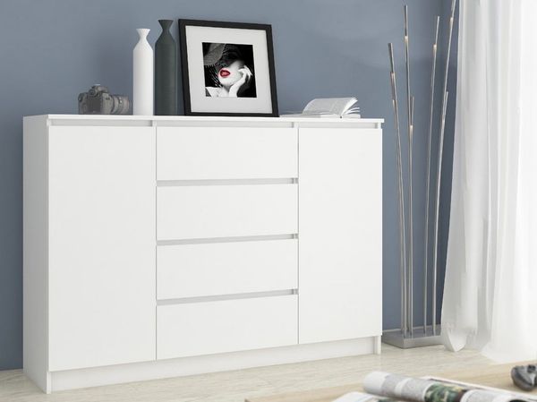 Raumhirsch Furniture Kommode mit 4 Schubladen, zwei Schranktüren, 160 cm breit Holz Schrank, (viele Farbvarianten - Maße: 160 x 99 x 40 cm) - Hochwertig & stabil