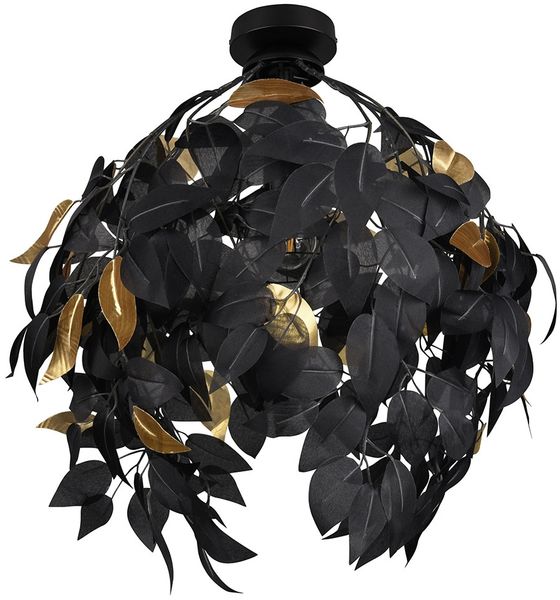 RGB LED Deckenleuchte, Blattdesign, schwarz, gold, H 58 cm