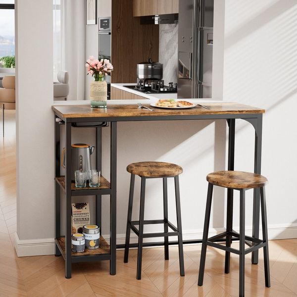 Bealife Essgruppe Esstisch mit 2 Stühlen, 3-tlg Bartisch,Küchentisch für Küche,Esszimmer, Platzsparende Stühle