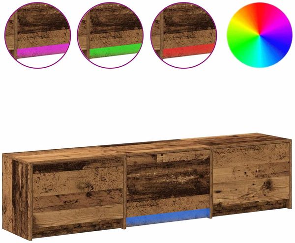 vidaXL Fernsehschrank mit LED Altholz 165 x 34 x 40 cm Holzwerkstoff 3418718 Bild 4
