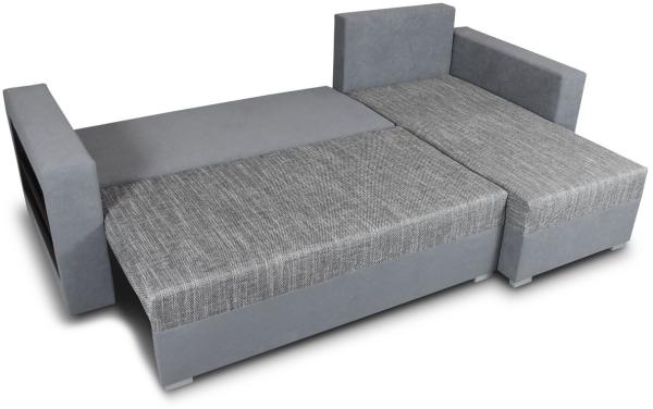 Ecksofa Lord mit praktischen Regal - Sofa mit Bettkasten und Schlaffunktion, Schlafsofa, Polsterecke, Couch L-Form, Couchgarnitur, Sofagarnitur (Braun + Beige (Alova 68 + 07), Ecksofa Links) Bild 2