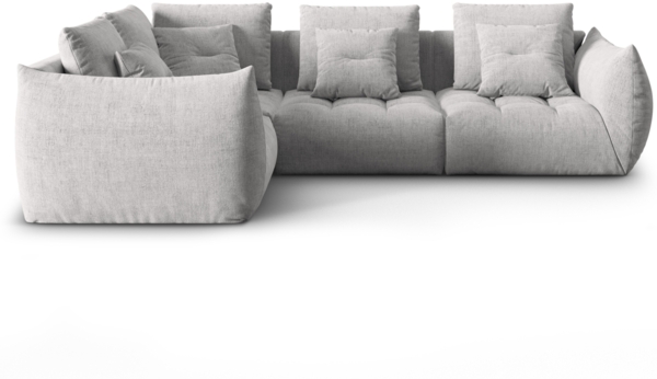 Micadoni Ecksofa Bloom 4-Sitzer Links Strukturierter Stoff Silber